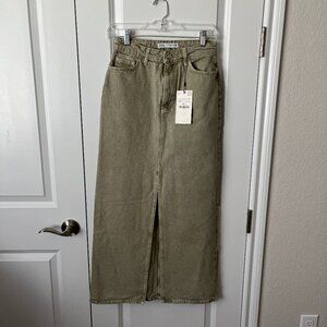 ZARA Khaki Jean Maxi Skirt  Size XS